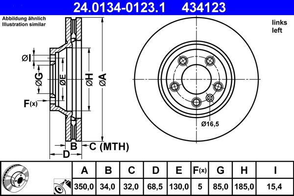 ATE 24.0134-0123.1 - Спирачен диск vvparts.bg