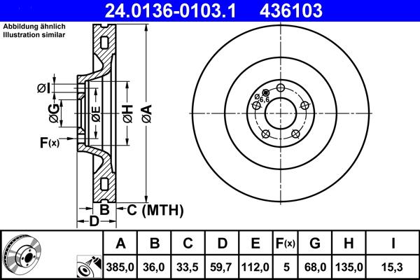 ATE 24.0136-0103.1 - Спирачен диск vvparts.bg