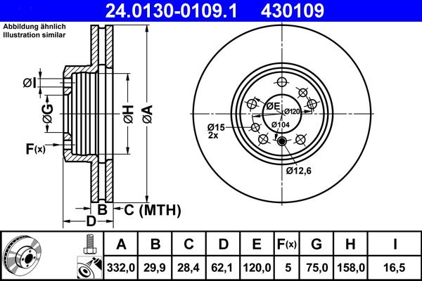 ATE 24.0130-0109.1 - Спирачен диск vvparts.bg