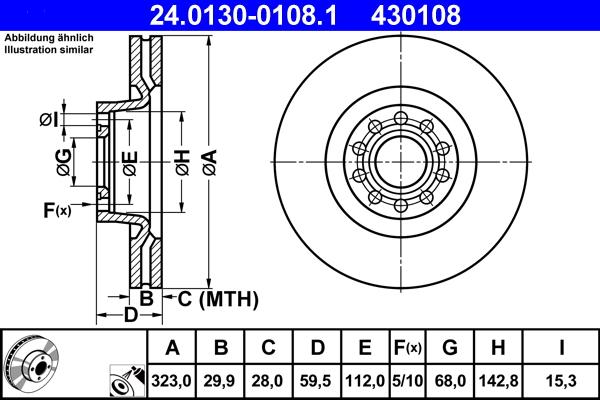 ATE 24.0130-0108.1 - Спирачен диск vvparts.bg