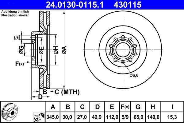 ATE 24.0130-0115.1 - Спирачен диск vvparts.bg