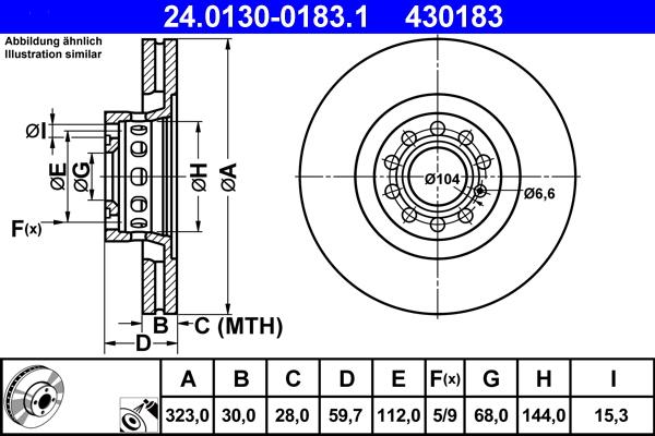 ATE 24.0130-0183.1 - Спирачен диск vvparts.bg