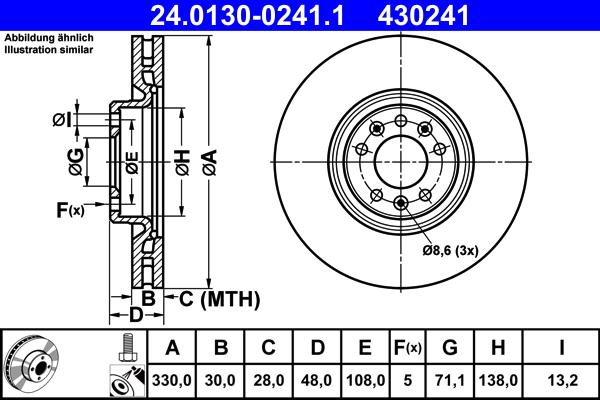 ATE 24.0130-0241.1 - Спирачен диск vvparts.bg