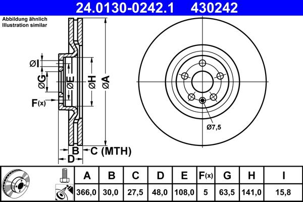 ATE 24.0130-0242.1 - Спирачен диск vvparts.bg