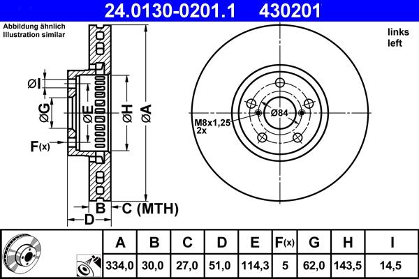 ATE 24.0130-0201.1 - Спирачен диск vvparts.bg