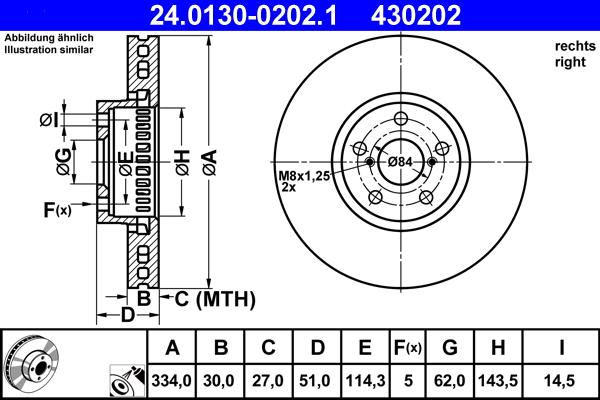 ATE 24.0130-0202.1 - Спирачен диск vvparts.bg