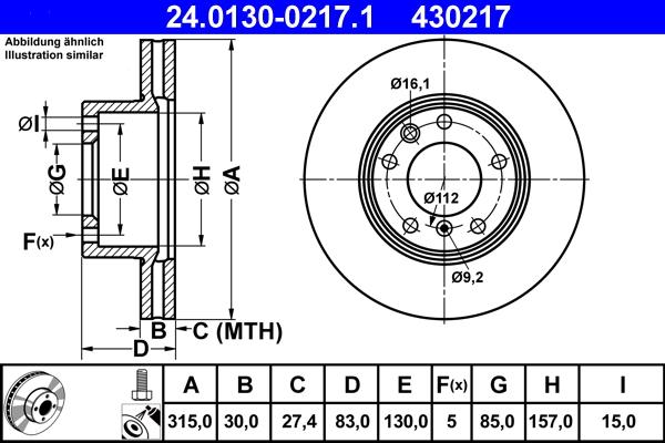 ATE 24.0130-0217.1 - Спирачен диск vvparts.bg