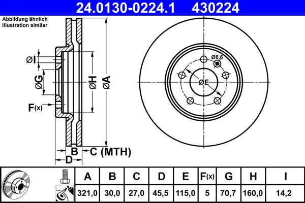 ATE 24.0130-0224.1 - Спирачен диск vvparts.bg