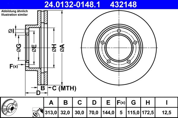 ATE 24.0132-0148.1 - Спирачен диск vvparts.bg