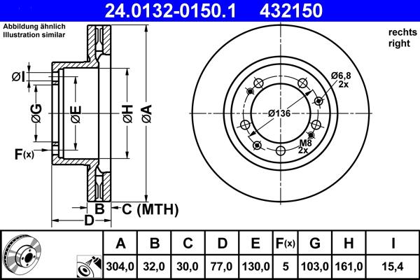 ATE 24.0132-0150.1 - Спирачен диск vvparts.bg