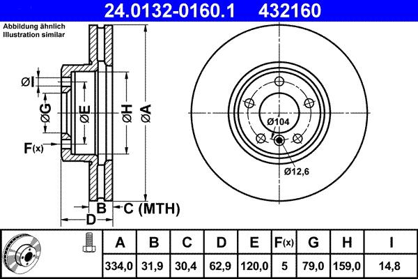 ATE 24.0132-0160.1 - Спирачен диск vvparts.bg