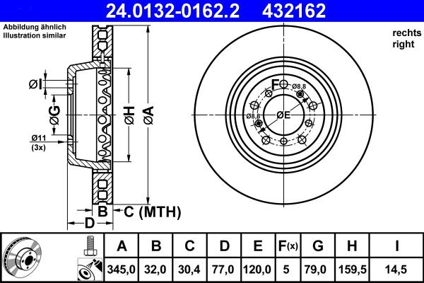 ATE 24.0132-0162.2 - Спирачен диск vvparts.bg