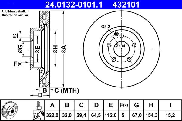 ATE 24.0132-0101.1 - Спирачен диск vvparts.bg