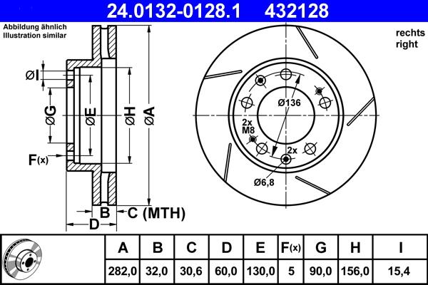 ATE 24.0132-0128.1 - Спирачен диск vvparts.bg