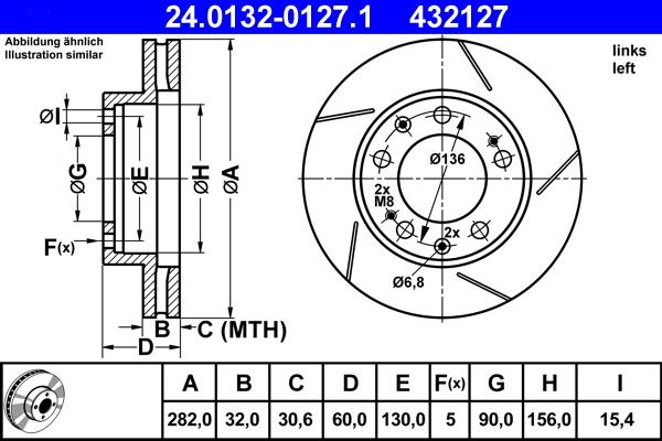 ATE 24.0132-0127.1 - Спирачен диск vvparts.bg