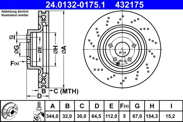 ATE 24.0132-0175.1 - Спирачен диск vvparts.bg