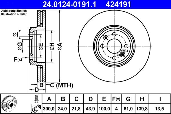 ATE 24.0124-0191.1 - Спирачен диск vvparts.bg