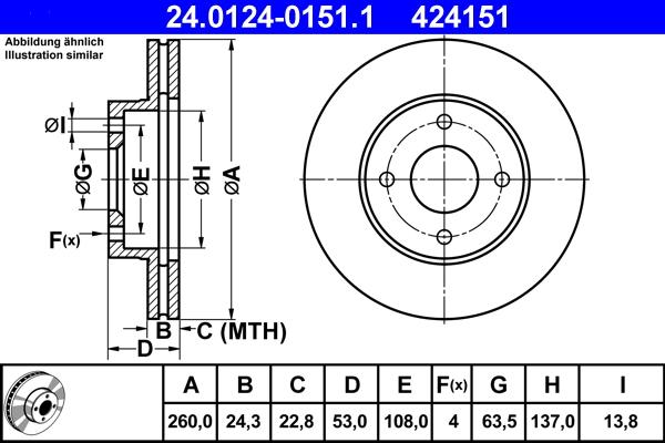 ATE 24.0124-0151.1 - Спирачен диск vvparts.bg