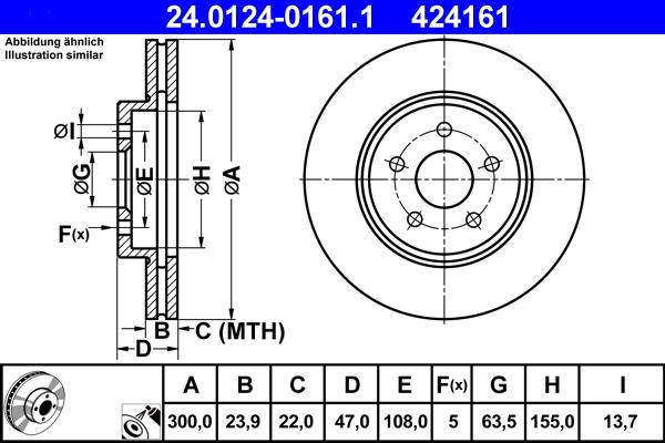 ATE 24.0124-0161.1 - Спирачен диск vvparts.bg