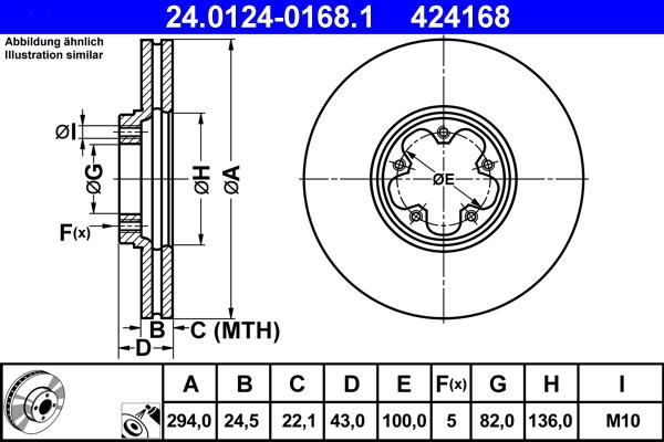 ATE 24.0124-0168.1 - Спирачен диск vvparts.bg