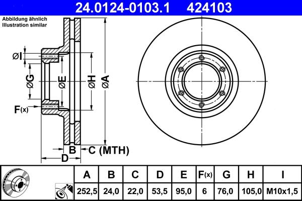 ATE 24.0124-0103.1 - Спирачен диск vvparts.bg