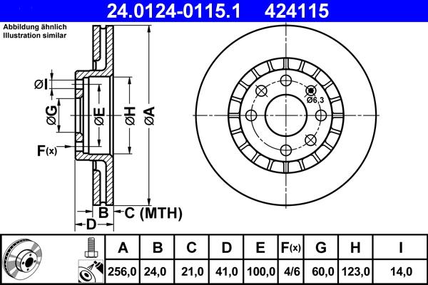 ATE 24.0124-0115.1 - Спирачен диск vvparts.bg