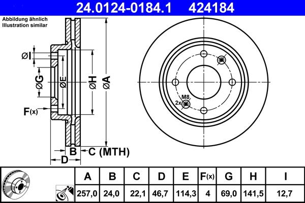 ATE 24.0124-0184.1 - Спирачен диск vvparts.bg