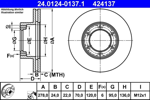 ATE 24.0124-0137.1 - Спирачен диск vvparts.bg
