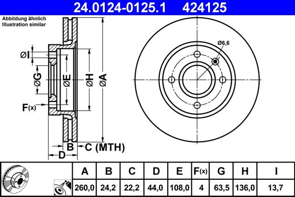 ATE 24.0124-0125.1 - Спирачен диск vvparts.bg