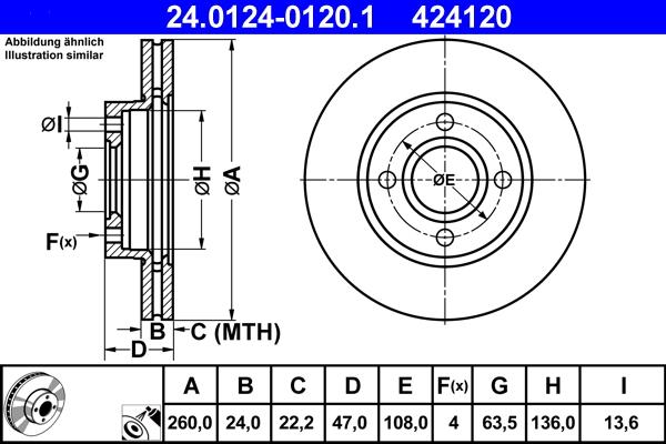 ATE 24.0124-0120.1 - Спирачен диск vvparts.bg