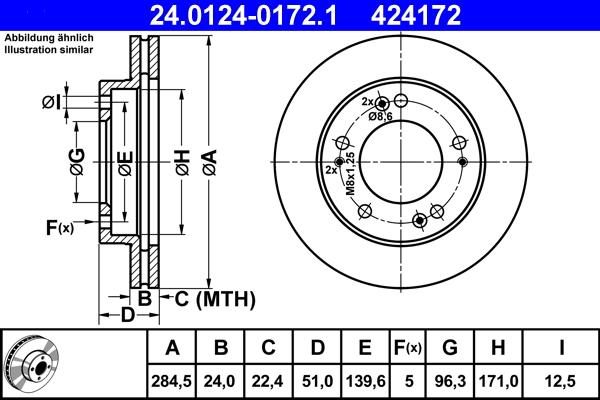 ATE 24.0124-0172.1 - Спирачен диск vvparts.bg