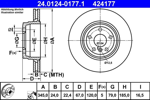 ATE 24.0124-0177.1 - Спирачен диск vvparts.bg