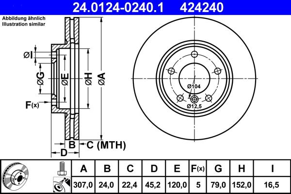 ATE 24.0124-0240.1 - Спирачен диск vvparts.bg