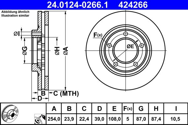 ATE 24.0124-0266.1 - Спирачен диск vvparts.bg