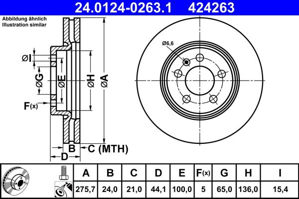 ATE 24.0124-0263.1 - Спирачен диск vvparts.bg