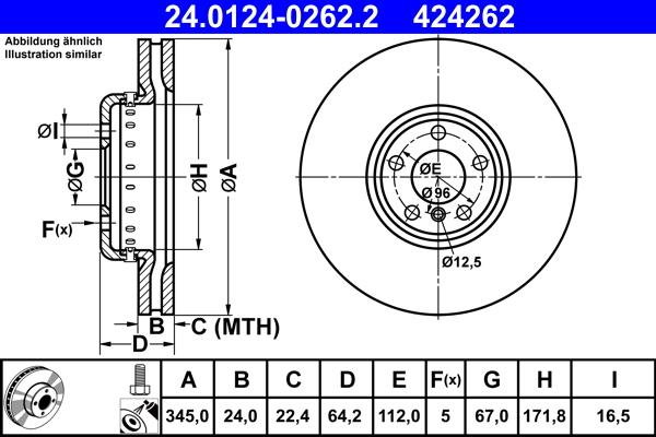 ATE 24.0124-0262.2 - Спирачен диск vvparts.bg