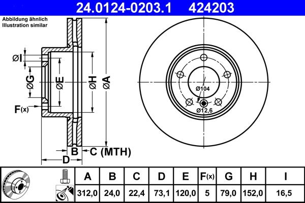 ATE 24.0124-0203.1 - Спирачен диск vvparts.bg