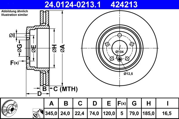 ATE 24.0124-0213.1 - Спирачен диск vvparts.bg