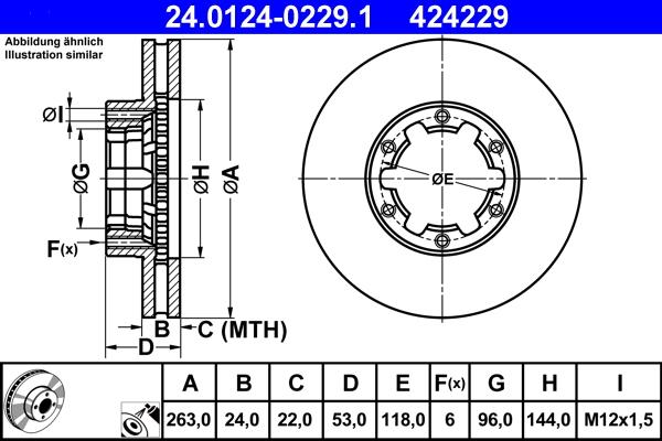 ATE 24.0124-0229.1 - Спирачен диск vvparts.bg