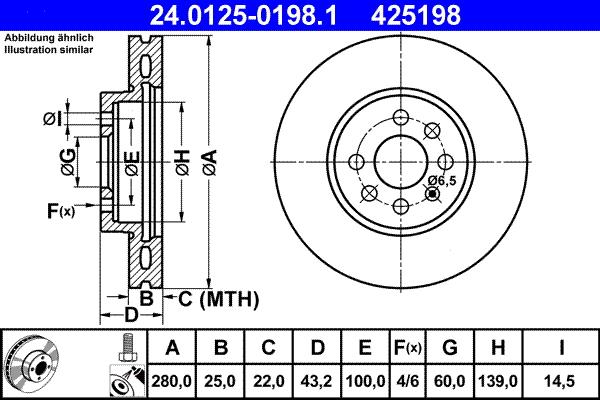 ATE 24.0125-0198.1 - Спирачен диск vvparts.bg