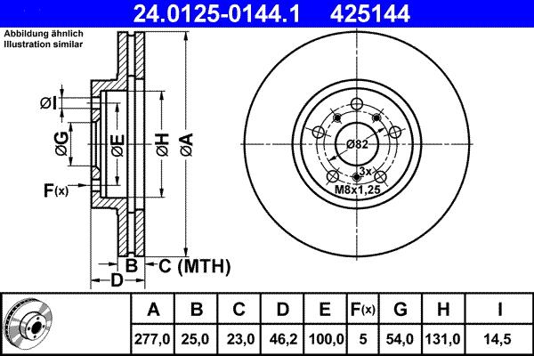 ATE 24.0125-0144.1 - Спирачен диск vvparts.bg