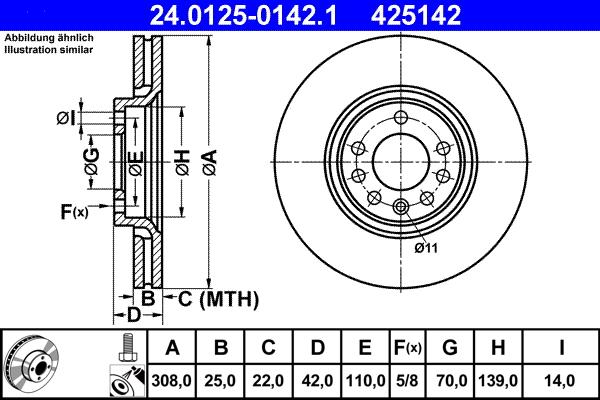 ATE 24.0125-0142.1 - Спирачен диск vvparts.bg