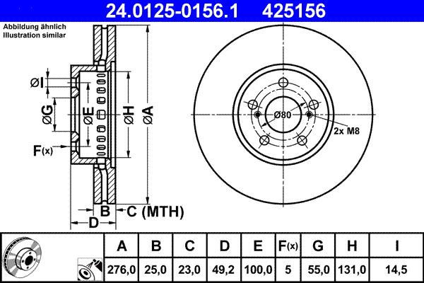 ATE 24.0125-0156.1 - Спирачен диск vvparts.bg