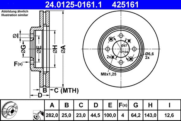 ATE 24.0125-0161.1 - Спирачен диск vvparts.bg