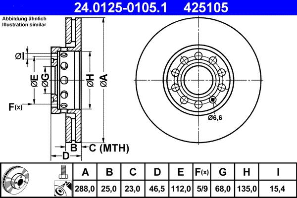 ATE 24.0125-0105.1 - Спирачен диск vvparts.bg