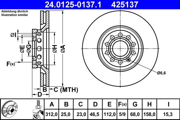 ATE 24.0125-0137.1 - Спирачен диск vvparts.bg