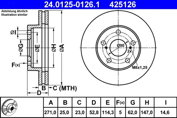ATE 24.0125-0126.1 - Спирачен диск vvparts.bg