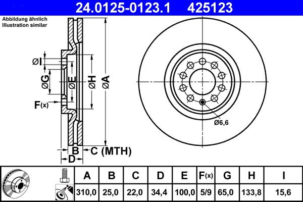 ATE 24.0125-0123.1 - Спирачен диск vvparts.bg