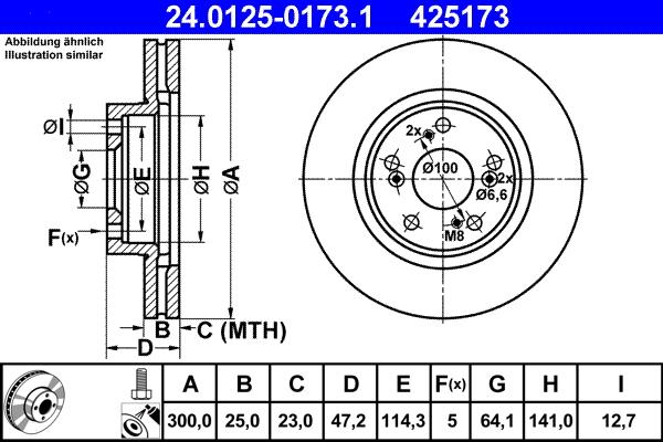 ATE 24.0125-0173.1 - Спирачен диск vvparts.bg
