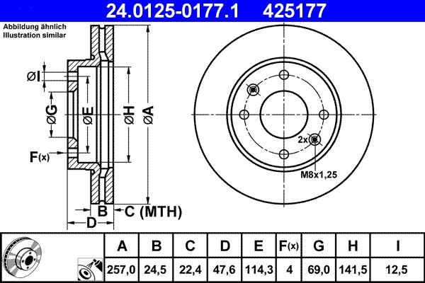 ATE 24.0125-0177.1 - Спирачен диск vvparts.bg